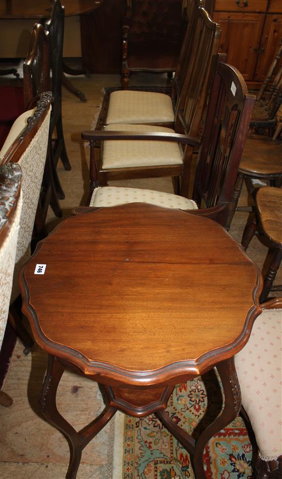 3 Edwardian inlaid chairs & occasional table